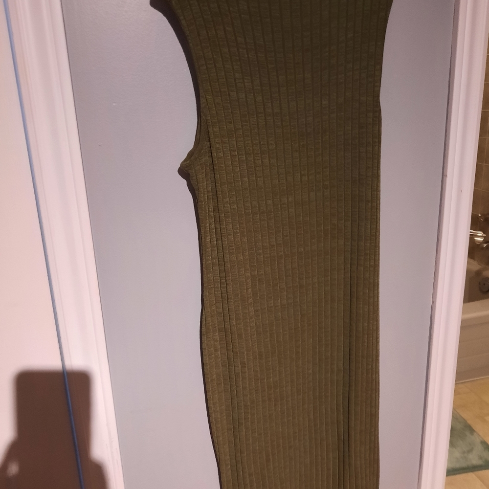 green Ribbed Dress